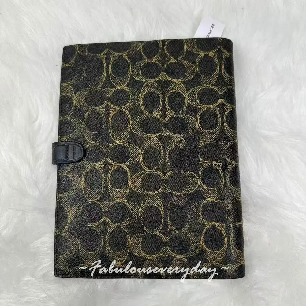 Coach Notebook In Loved Signature Canvas/Smooth Leather/Gold/Brown CDX99 NWT